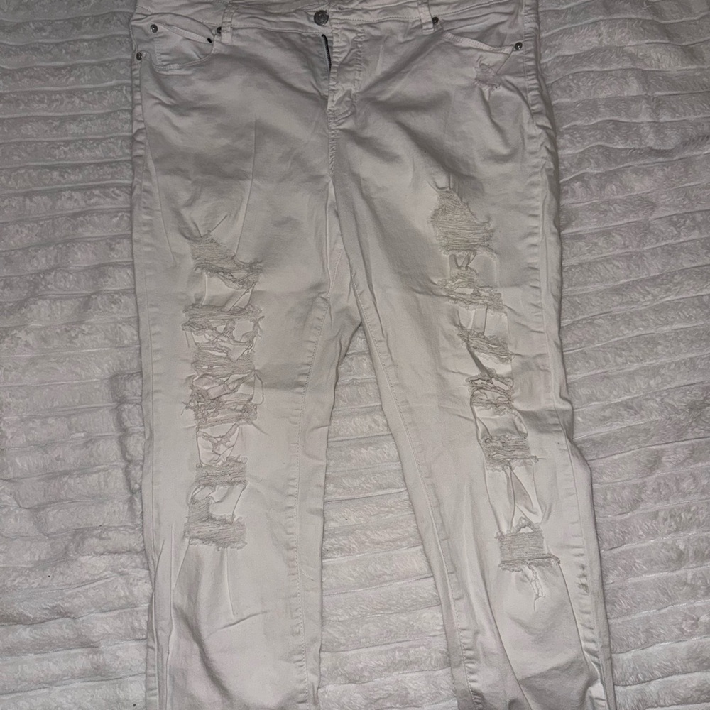 Almost Famous White Distressed Skinny Jeans